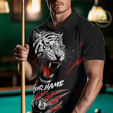 Load image into Gallery viewer, Personalized Tiger 8 Ball Pool Billiard Shirt For Men, Billiard Team Jersey Polo &amp; 1/4 Zip |Red TDM5495