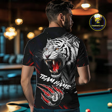 Load image into Gallery viewer, Personalized Tiger 8 Ball Pool Billiard Shirt For Men, Billiard Team Jersey Polo &amp; 1/4 Zip |Red TDM5495