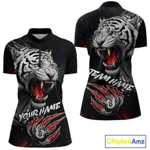 Load image into Gallery viewer, Personalized Tiger 8 Ball Pool Billiard Shirt For Women, Billiard Team Jersey Polo &amp; 1/4 Zip |Red TDM5495