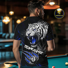 Load image into Gallery viewer, Personalized Tiger 8 Ball Pool Billiard Shirt For Men, Billiard Team Jersey Polo &amp; 1/4 Zip |Blue TDM5496