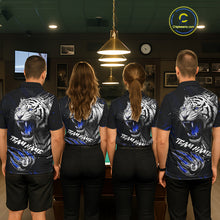 Load image into Gallery viewer, Personalized Tiger 8 Ball Pool Billiard Shirt For Men, Billiard Team Jersey Polo &amp; 1/4 Zip |Blue TDM5496