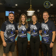 Load image into Gallery viewer, Personalized Tiger 8 Ball Pool Billiard Shirt For Men, Billiard Team Jersey Polo &amp; 1/4 Zip |Blue TDM5496