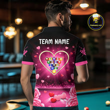 Load image into Gallery viewer, Black And Pink 8 Ball Pool Heart Billiard Shirt For Men Custom Valentine Billiard Gifts TDM5748