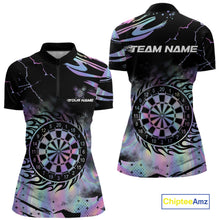 Load image into Gallery viewer, Holographic Flaming Dartboard Custom Darts Shirt For Women, Darts Jersey Team Polo &amp; 1/4 Zip TDM5502
