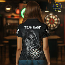 Load image into Gallery viewer, Funny Grim Reaper Smoke Darts Shirt For Women Custom Darts Jersey Team Polo &amp; 1/4 Zip TDM5758