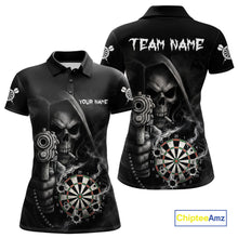 Load image into Gallery viewer, Funny Grim Reaper Smoke Darts Shirt For Women Custom Darts Jersey Team Polo &amp; 1/4 Zip TDM5758
