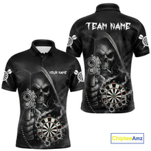 Load image into Gallery viewer, Funny Grim Reaper Smoke Darts Shirt For Men Custom Darts Jersey Team Polo &amp; 1/4 Zip TDM5758