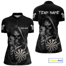 Load image into Gallery viewer, Funny Grim Reaper Smoke Darts Shirt For Women Custom Darts Jersey Team Polo &amp; 1/4 Zip TDM5758