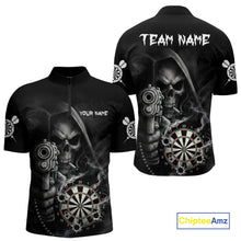 Load image into Gallery viewer, Funny Grim Reaper Smoke Darts Shirt For Men Custom Darts Jersey Team Polo &amp; 1/4 Zip TDM5758