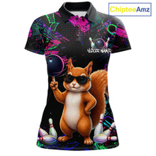 Load image into Gallery viewer, Personalized Funny Squirrel Graffiti Bowling Jersey For Women, Bowling Team Shirts Polo &amp; 1/4 Zip TDM6555