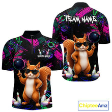 Load image into Gallery viewer, Personalized Funny Squirrel Graffiti Bowling Jersey For Men, Bowling Team Shirts Polo &amp; 1/4 Zip TDM6555