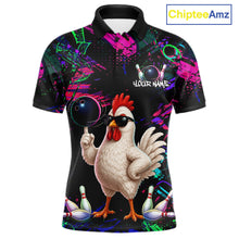 Load image into Gallery viewer, Personalized Funny Chicken Graffiti Bowling Jersey For Men, Bowling Team Shirts Polo &amp; 1/4 Zip TDM6556