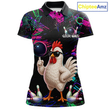 Load image into Gallery viewer, Personalized Funny Chicken Graffiti Bowling Jersey For Women, Bowling Team Shirts Polo &amp; 1/4 Zip TDM6556