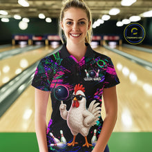 Load image into Gallery viewer, Personalized Funny Chicken Graffiti Bowling Jersey For Women, Bowling Team Shirts Polo &amp; 1/4 Zip TDM6556