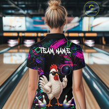 Load image into Gallery viewer, Personalized Funny Chicken Graffiti Bowling Jersey For Women, Bowling Team Shirts Polo &amp; 1/4 Zip TDM6556