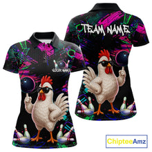 Load image into Gallery viewer, Personalized Funny Chicken Graffiti Bowling Jersey For Women, Bowling Team Shirts Polo &amp; 1/4 Zip TDM6556
