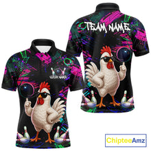 Load image into Gallery viewer, Personalized Funny Chicken Graffiti Bowling Jersey For Men, Bowling Team Shirts Polo &amp; 1/4 Zip TDM6556