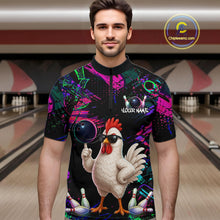 Load image into Gallery viewer, Personalized Funny Chicken Graffiti Bowling Jersey For Men, Bowling Team Shirts Polo &amp; 1/4 Zip TDM6556