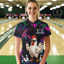 Load image into Gallery viewer, Personalized Funny Chicken Graffiti Bowling Jersey For Women, Bowling Team Shirts Polo &amp; 1/4 Zip TDM6556