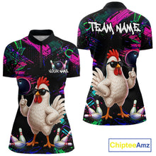Load image into Gallery viewer, Personalized Funny Chicken Graffiti Bowling Jersey For Women, Bowling Team Shirts Polo &amp; 1/4 Zip TDM6556