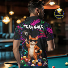 Load image into Gallery viewer, Custom Funny Cat Graffiti 8 Ball Pool Billiard Shirts For Men, Billiard Team Jersey Polo &amp; 1/4 Zip TDM6558