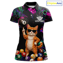 Load image into Gallery viewer, Custom Funny Cat Graffiti 8 Ball Pool Billiard Shirts For Women, Billiard Team Jersey Polo &amp; 1/4 Zip TDM6558