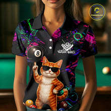 Load image into Gallery viewer, Custom Funny Cat Graffiti 8 Ball Pool Billiard Shirts For Women, Billiard Team Jersey Polo &amp; 1/4 Zip TDM6558