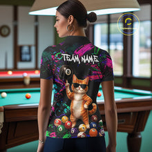 Load image into Gallery viewer, Custom Funny Cat Graffiti 8 Ball Pool Billiard Shirts For Women, Billiard Team Jersey Polo &amp; 1/4 Zip TDM6558