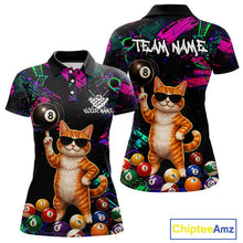 Load image into Gallery viewer, Custom Funny Cat Graffiti 8 Ball Pool Billiard Shirts For Women, Billiard Team Jersey Polo &amp; 1/4 Zip TDM6558
