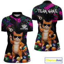 Load image into Gallery viewer, Custom Funny Cat Graffiti 8 Ball Pool Billiard Shirts For Women, Billiard Team Jersey Polo &amp; 1/4 Zip TDM6558