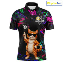 Load image into Gallery viewer, Funny Cat 8 Ball &amp; 9 Ball Graffiti Billiard Shirts For Men Custom Pool Team Jersey Polo &amp; 1/4 Zip TDM6559