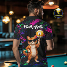 Load image into Gallery viewer, Funny Cat 8 Ball &amp; 9 Ball Graffiti Billiard Shirts For Men Custom Pool Team Jersey Polo &amp; 1/4 Zip TDM6559