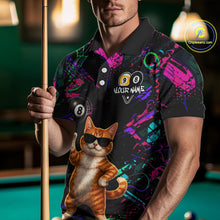 Load image into Gallery viewer, Funny Cat 8 Ball &amp; 9 Ball Graffiti Billiard Shirts For Men Custom Pool Team Jersey Polo &amp; 1/4 Zip TDM6559