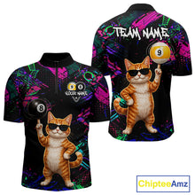 Load image into Gallery viewer, Funny Cat 8 Ball &amp; 9 Ball Graffiti Billiard Shirts For Men Custom Pool Team Jersey Polo &amp; 1/4 Zip TDM6559