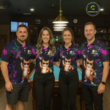 Load image into Gallery viewer, Funny Cat 8 Ball &amp; 9 Ball Graffiti Billiard Shirts For Men Custom Pool Team Jersey Polo &amp; 1/4 Zip TDM6559