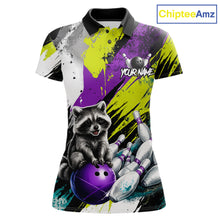 Load image into Gallery viewer, Custom Funny Raccoon Bowling Jersey For Women Custom Bowling Team Shirts Polo &amp; 1/4 Zip, Bowling Gifts TDM6571