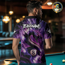 Load image into Gallery viewer, Purple Thunder Lightning Cobra Snake 8 Ball Billiard Shirt For Men Custom Pool Team League Jersey TDM4838