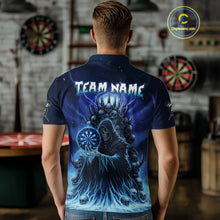 Load image into Gallery viewer, Personalized Blue Grim Reaper Darts Jersey For Men Custom Skull Dart Team Polo &amp; Quarter Zip Shirt TDM5058