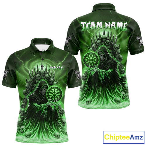 Personalized Green Grim Reaper Darts Jersey For Men Custom Skull Darts Team Polo & Quarter Zip  TDM5060