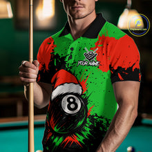 Load image into Gallery viewer, Green &amp; Red Splash Santa Christmas 8 Ball Billiard Shirt For Men Custom Xmas Gift For Pool Player TDM4846