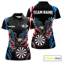 Load image into Gallery viewer, Personalized American Flag Eagle Patriotic Darts Shirt For Women Custom Darts Jersey Polo &amp; 1/4 Zip TDM4859