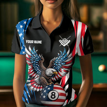 Load image into Gallery viewer, Personalized American Flag Eagle Patriotic Billiard Shirt For Women Custom 8 Ball Pool Team Jersey TDM4860