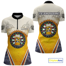 Load image into Gallery viewer, Funny Yellow Angry Beer Darts Shirt For Women Custom Darts Jersey Team Polo &amp; Quarter Zip TDM5569