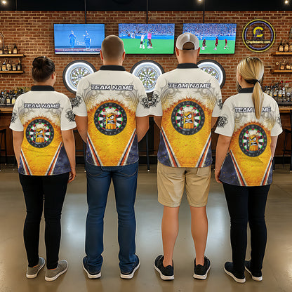 Funny Yellow Angry Beer Darts Shirt For Men Custom Darts Jersey Team Polo & Quarter Zip TDM5569