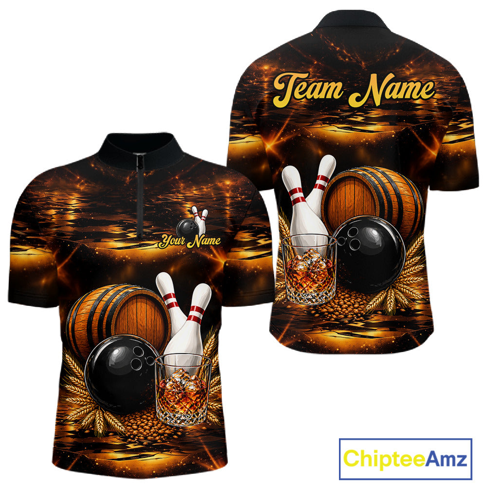 Personalized Vintage Bourbon Bowling Shirt For Men, Funny Bowling Jersey Team Polo & 1/4 Zip TDM6420