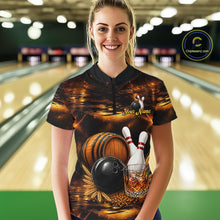 Load image into Gallery viewer, Personalized Vintage Bourbon Bowling Shirt For Women, Funny Bowling Jersey Team Polo &amp; 1/4 Zip TDM6420