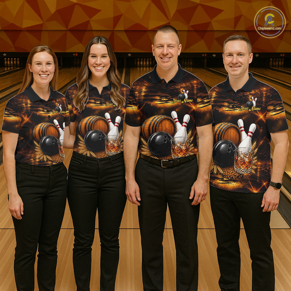 Personalized Vintage Bourbon Bowling Shirt For Men, Funny Bowling Jersey Team Polo & 1/4 Zip TDM6420