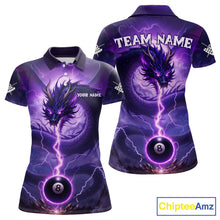 Load image into Gallery viewer, Purple 8 Ball Lightning Dragon Billiard Jersey For Women Custom Pool Team Shirt Polo &amp; 1/4 Zip TDM5114