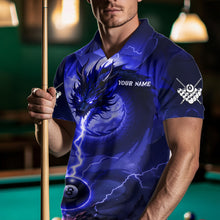 Load image into Gallery viewer, Blue 8 Ball Lightning Dragon Billiard Jersey For Men Custom Pool Team Shirt Polo &amp; 1/4 Zip TDM5115