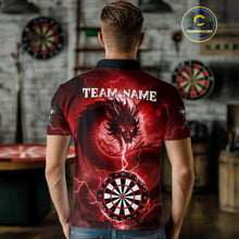 Load image into Gallery viewer, Red Dartboard Lightning Dragon Mens Darts Shirt Custom Darts Jersey Team Polo &amp; 1/4 Zip TDM5118
